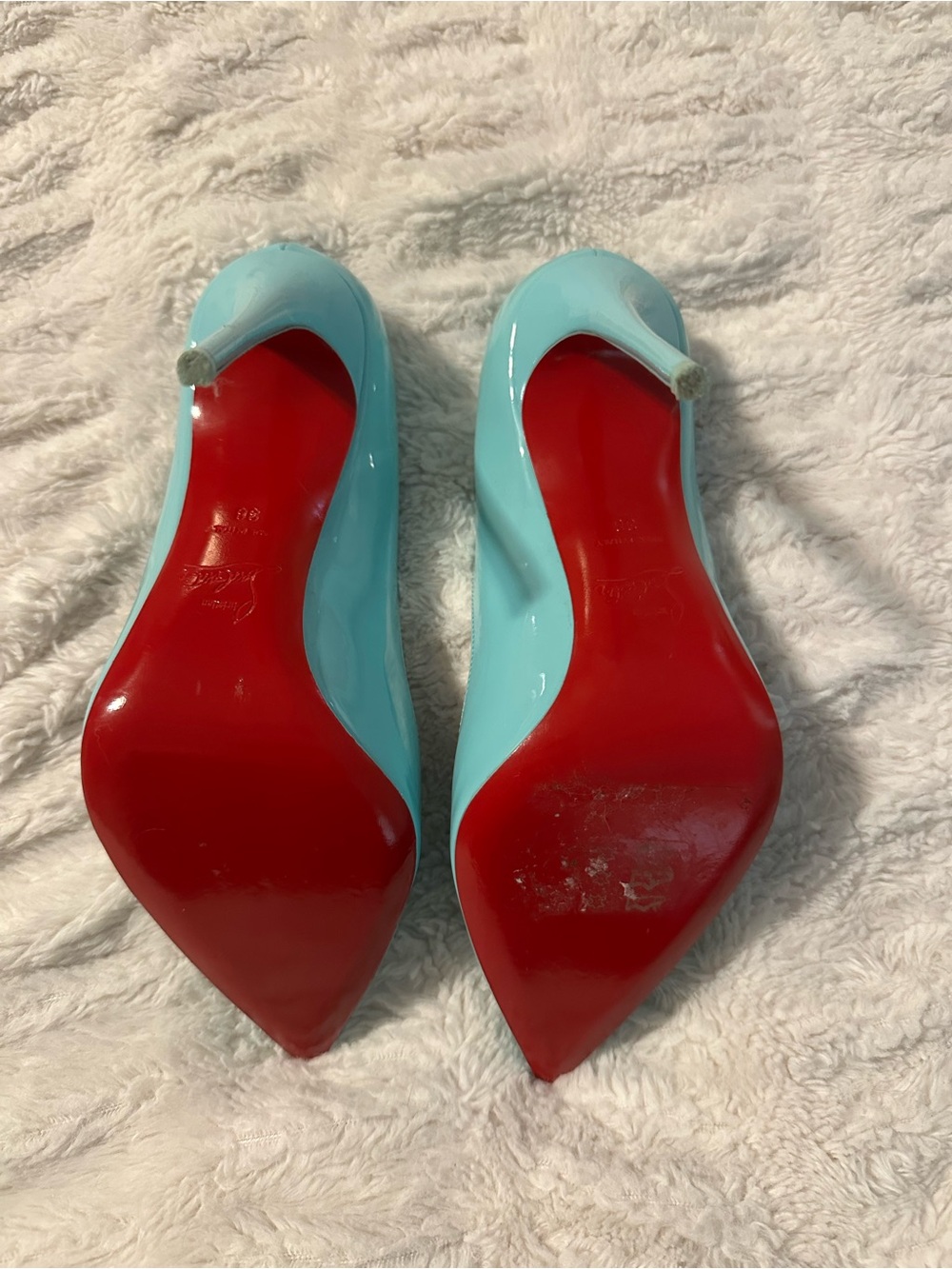 Rare Christian Louboutin Women's Hot Chick Heels in Turquoise - Picture 6 of 8